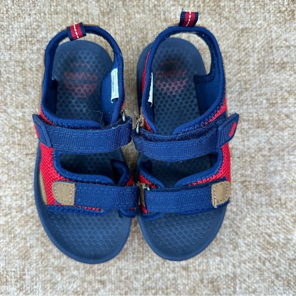 OshKosh B’gosh Tetris Blue/Red/Tan Sport Sandals Unisex Size 10